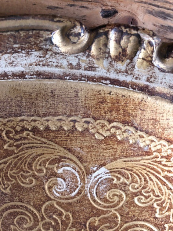 Florentine Vintage Wood Gilt Tray - White and Gold