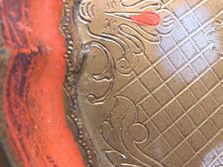 Florentine Vintage Wood Gilt Tray - Orange and Gold