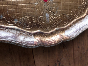 Florentine Vintage Wood Gilt Tray - Red and Gold