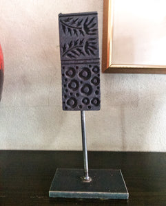 Mounted Antique Printing Block- Circle & Leaves Design