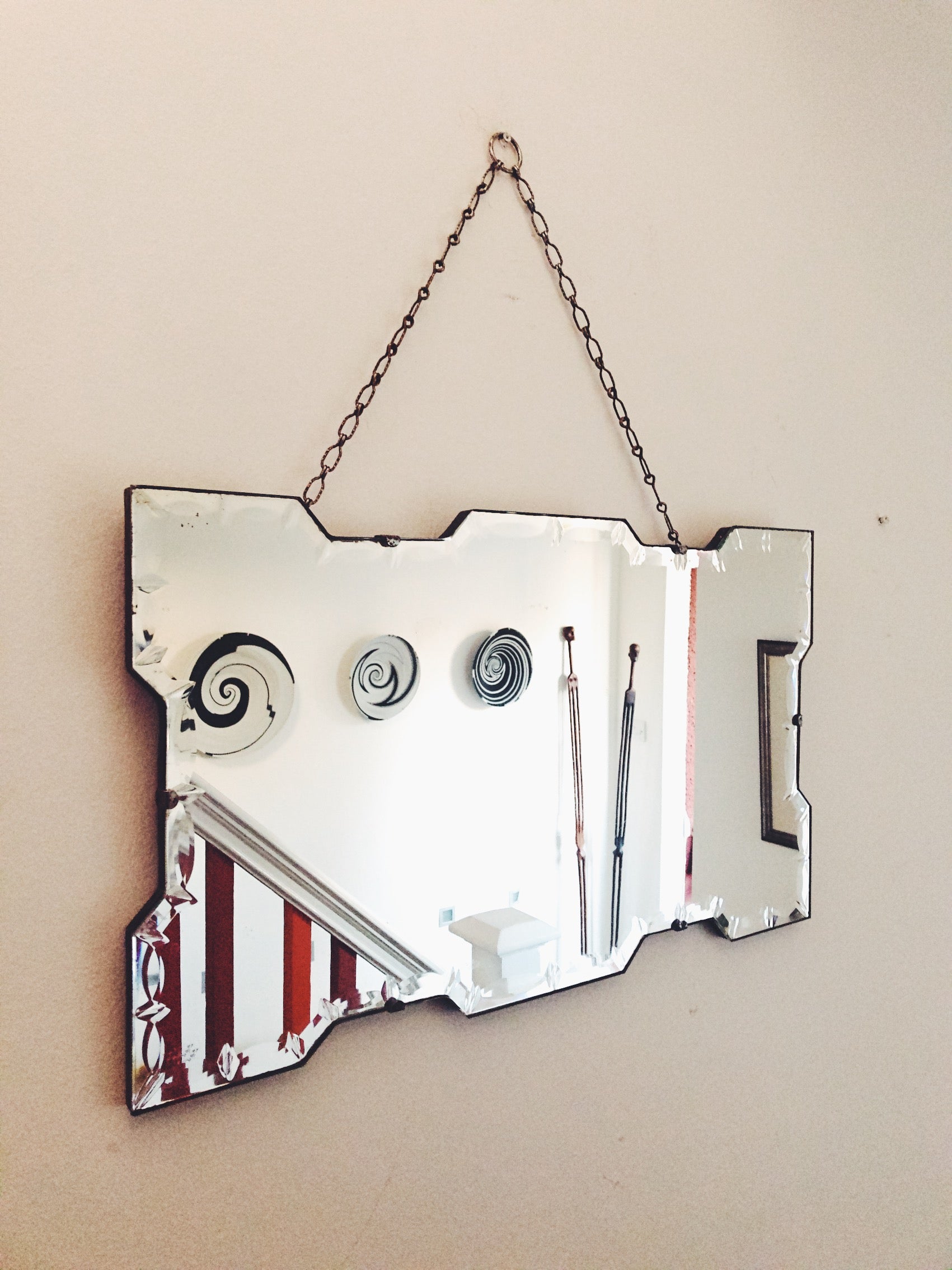 Long-Chained Scalloped Art Deco Mirror