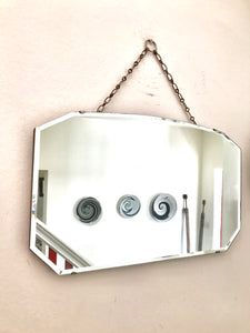 Vintage Art Deco Mirror with long chain