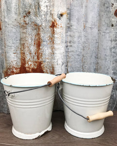 Pair of Vintage Enamel Buckets