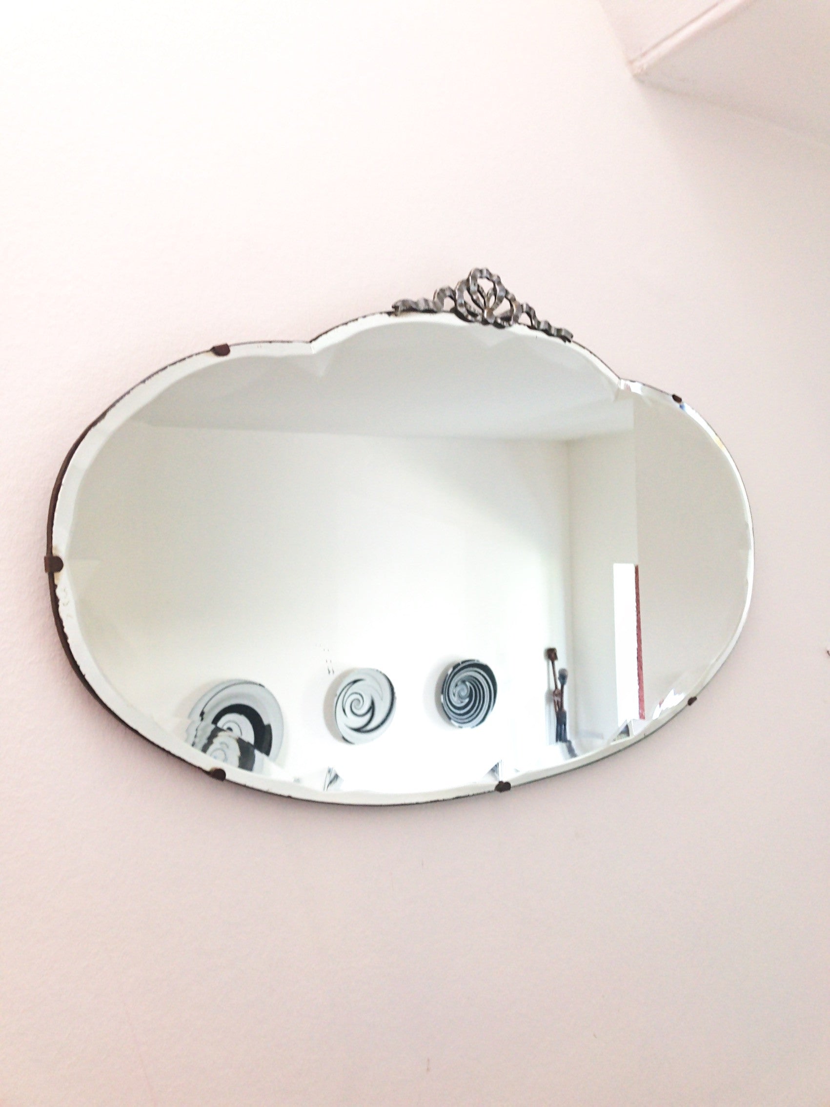 Vintage Art Deco Mirror with metal detail