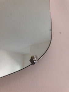Vintage Art Deco Frameless Mirror with fan-shaped clasps