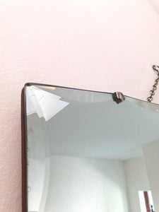 Vintage Art Deco Frameless Mirror with fan-shaped clasps