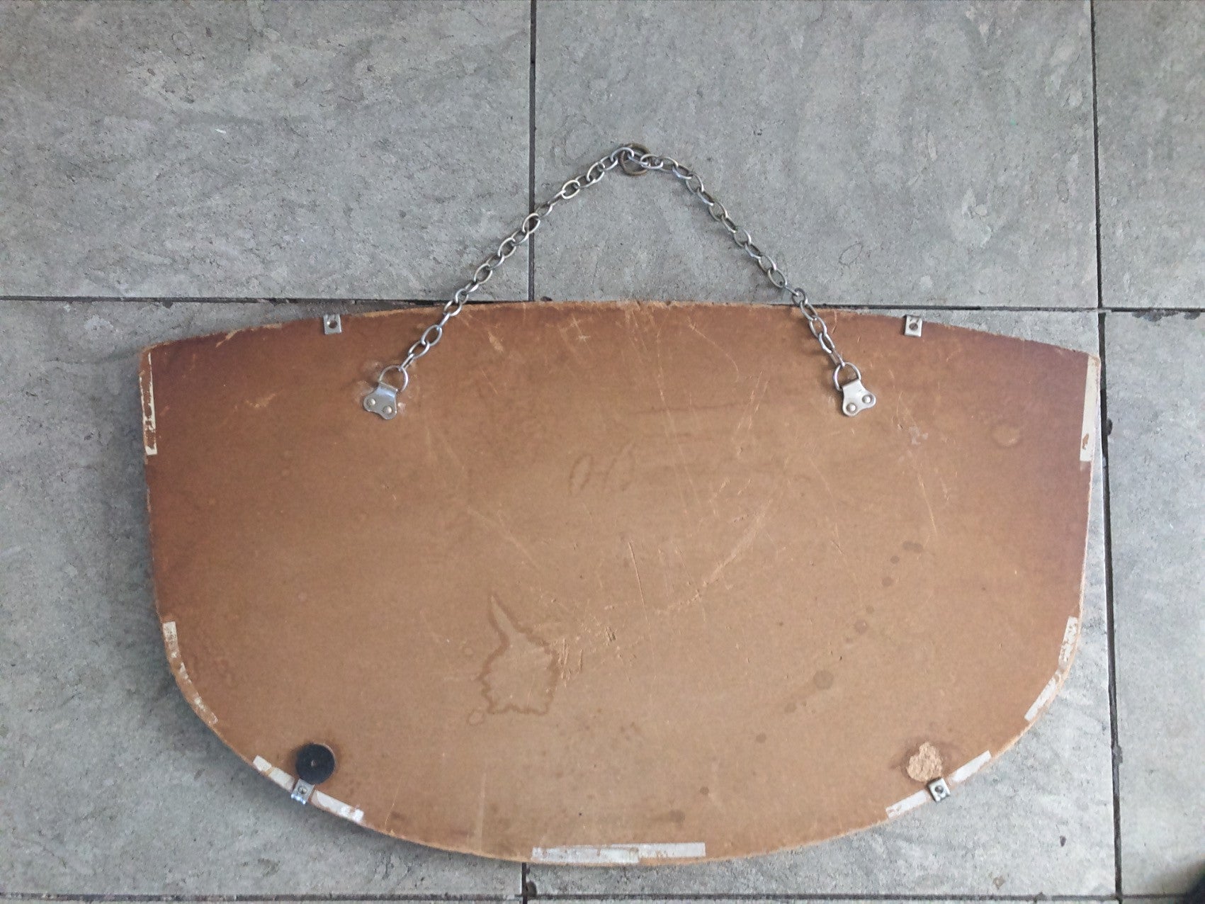 Vintage Art Deco Frameless Mirror with fan-shaped clasps