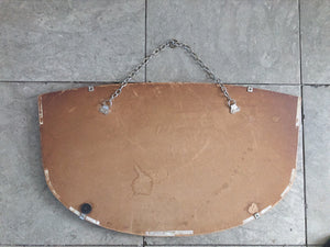 Vintage Art Deco Frameless Mirror with fan-shaped clasps