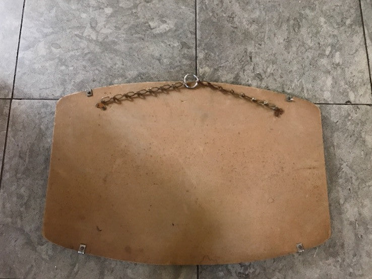 Vintage Art Deco Frameless Mirror with fan-shaped clasps