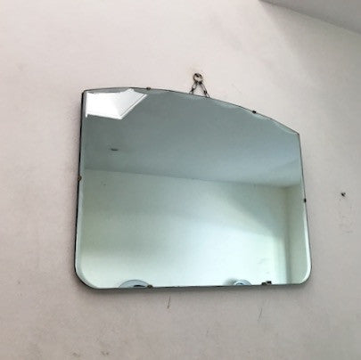 Vintage Art Deco Frameless Mirror with half-moon bevelled edges