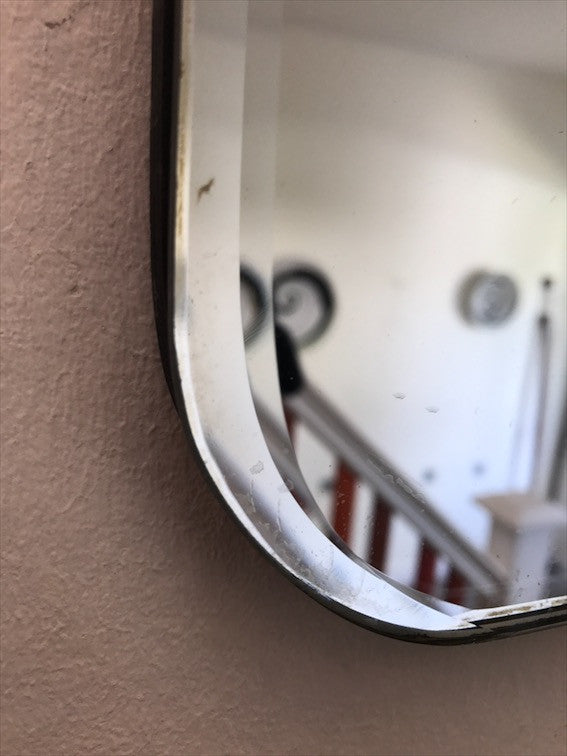 Vintage Art Deco Frameless Mirror with half-moon bevelled edges
