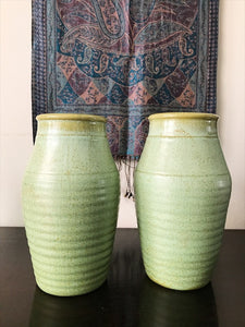 Pair of Green Art Deco Candyware Vases