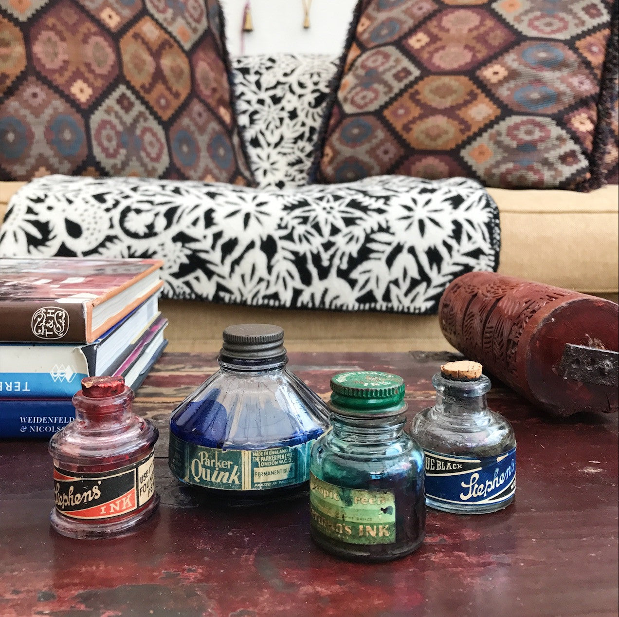 Set of 4 Vintage Ink Bottles