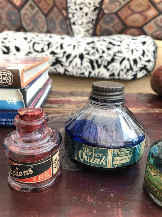 Set of 4 Vintage Ink Bottles