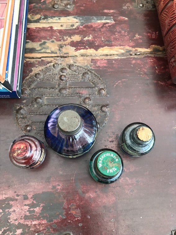Set of 4 Vintage Ink Bottles