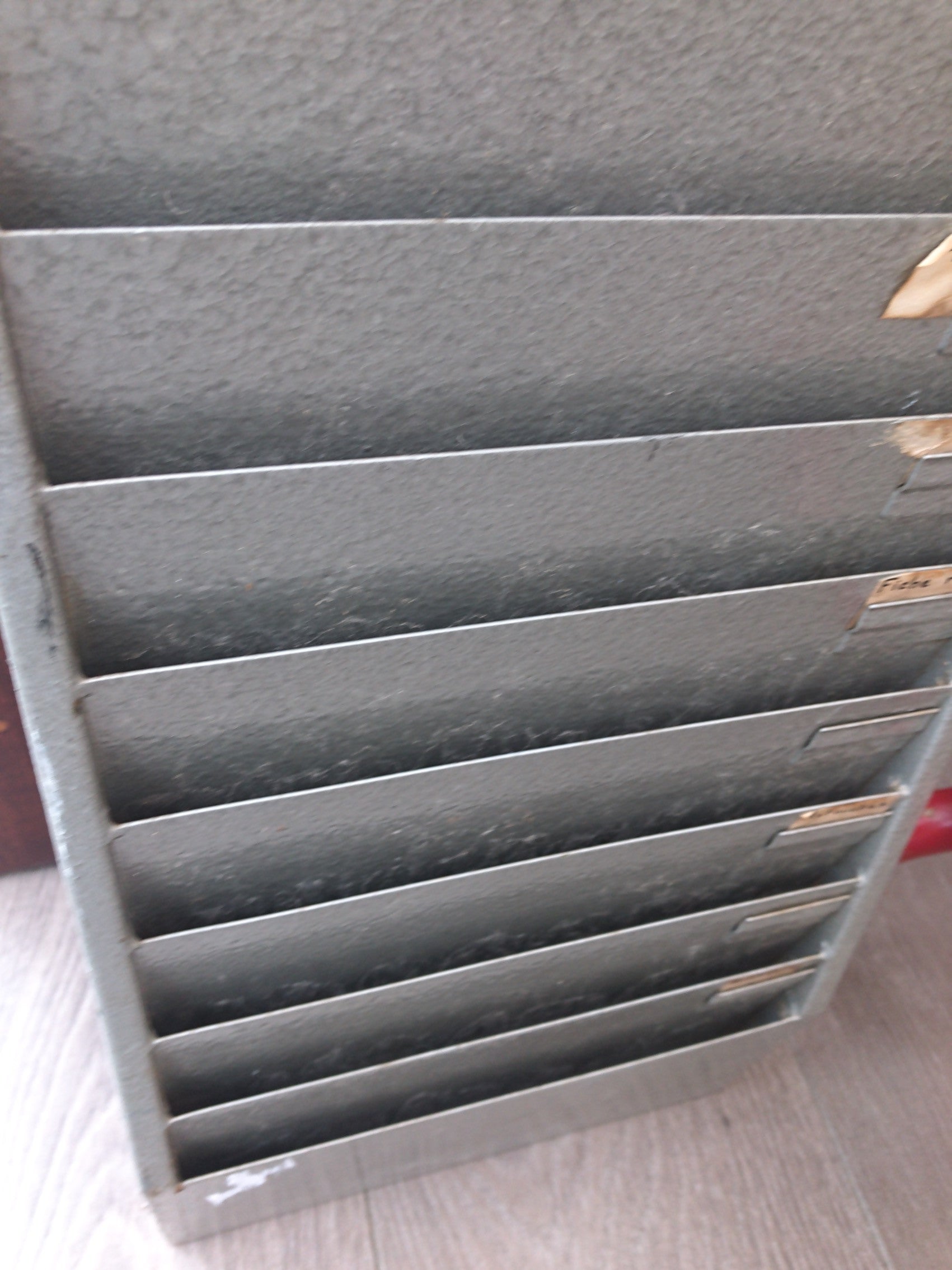 1940s French Vintage Metal Filing Unit/Clocking in Wall Unit