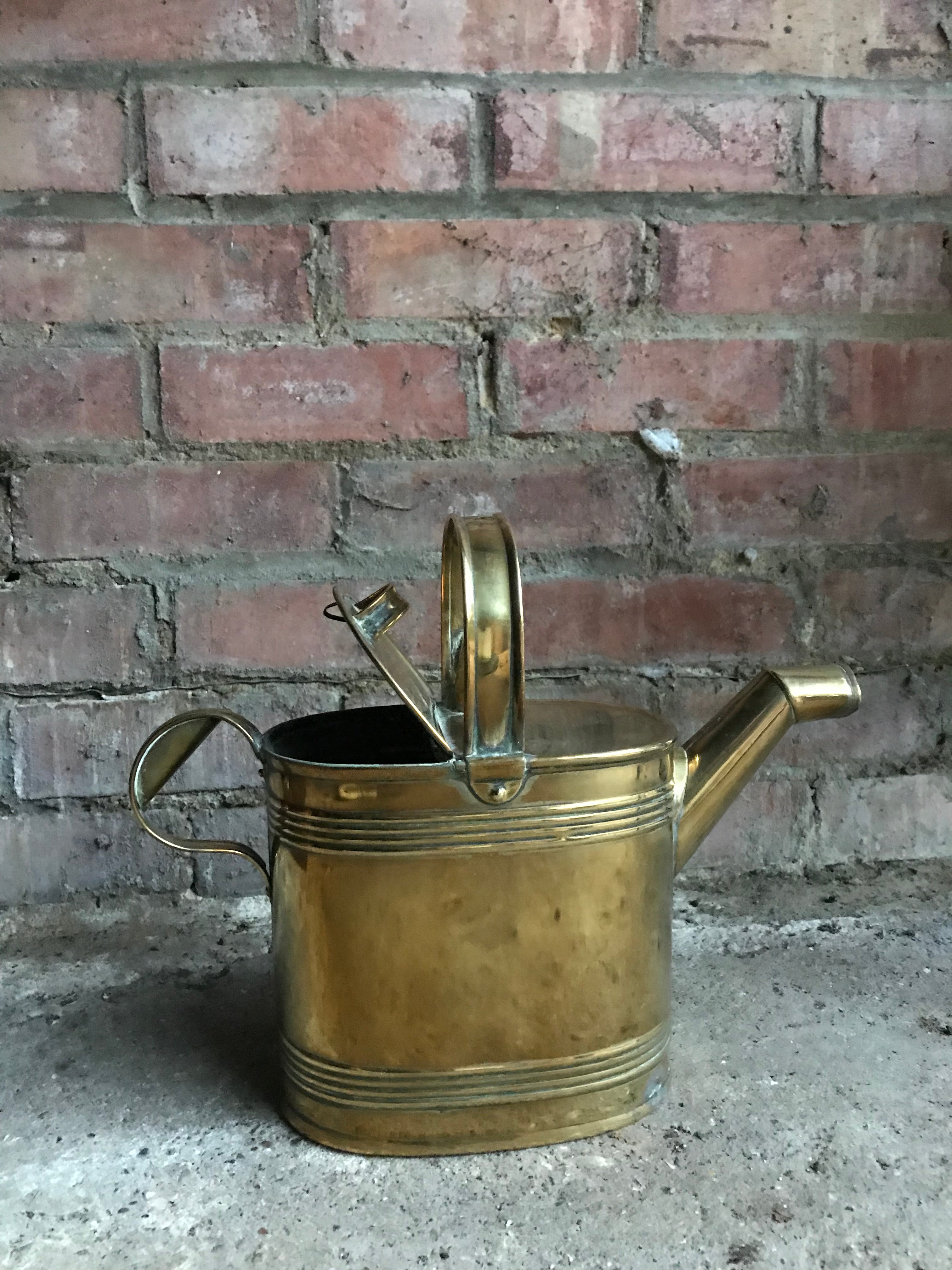 Medium Antique Brass Watering Can/Hot Water Carrier
