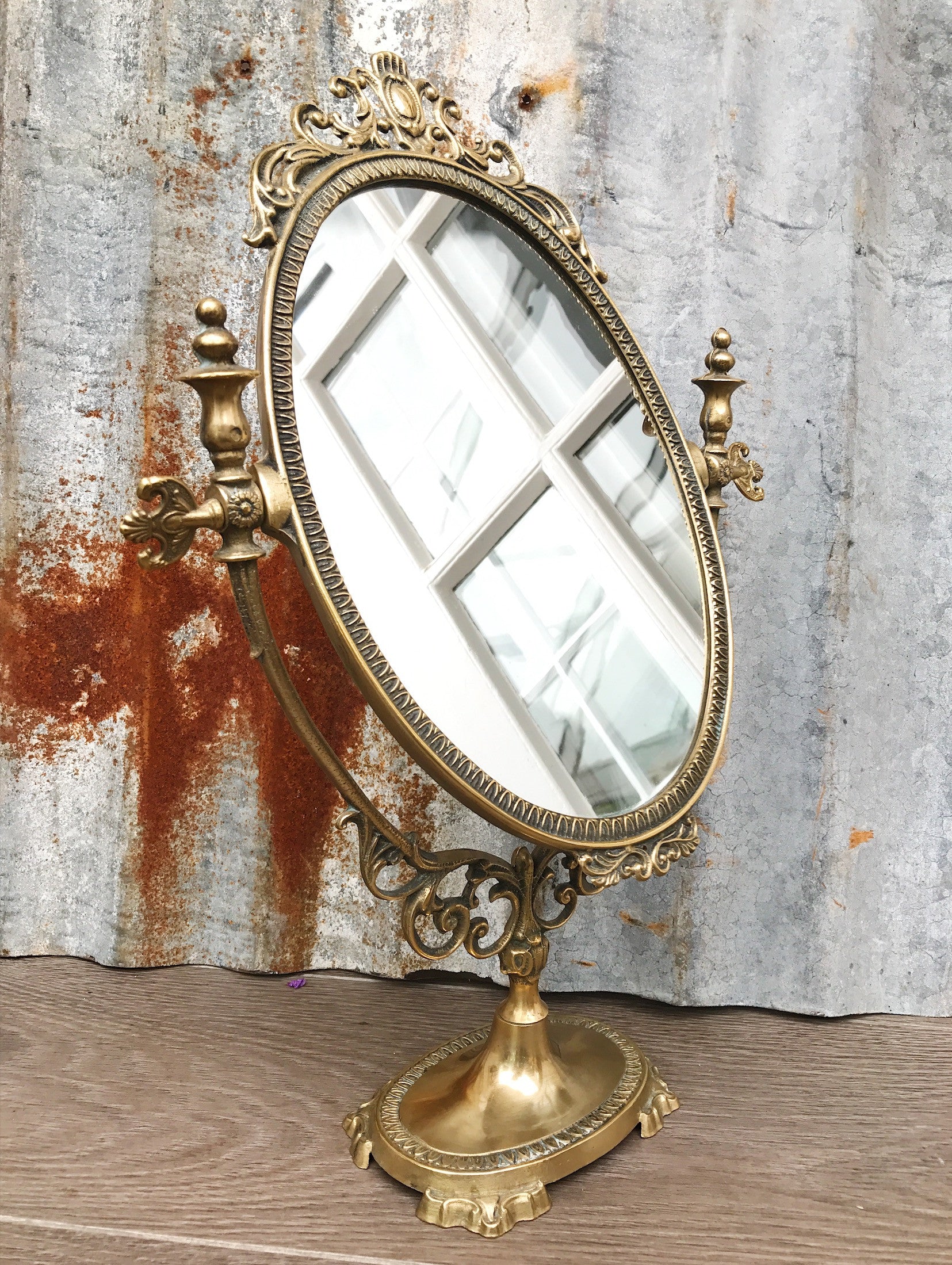 Gold table mirror vintage sale