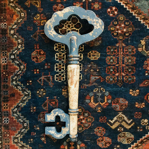 Oversized Wooden Key - Blue and Beige
