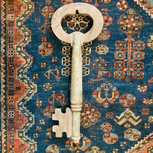 Oversized Wooden Key - Brown,Grey and Pink
