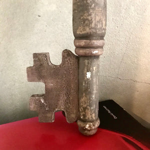 Oversized Wooden Key - Brown,Grey and Pink