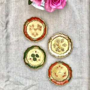 Set of Four Vintage Italian Florentine Coasters - Mixed Colours