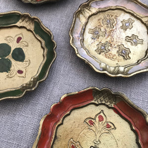 Set of Four Vintage Italian Florentine Coasters - Mixed Colours