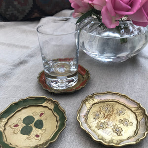 Set of Four Vintage Italian Florentine Coasters - Mixed Colours