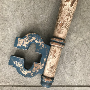 Oversized Wooden Key - Blue and Beige