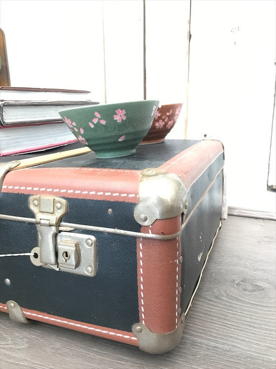 Vintage Black and Wood Suitcase