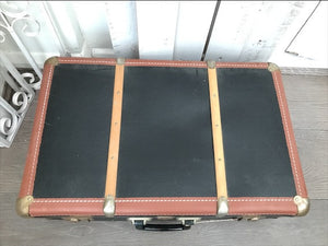 Vintage Black and Wood Suitcase