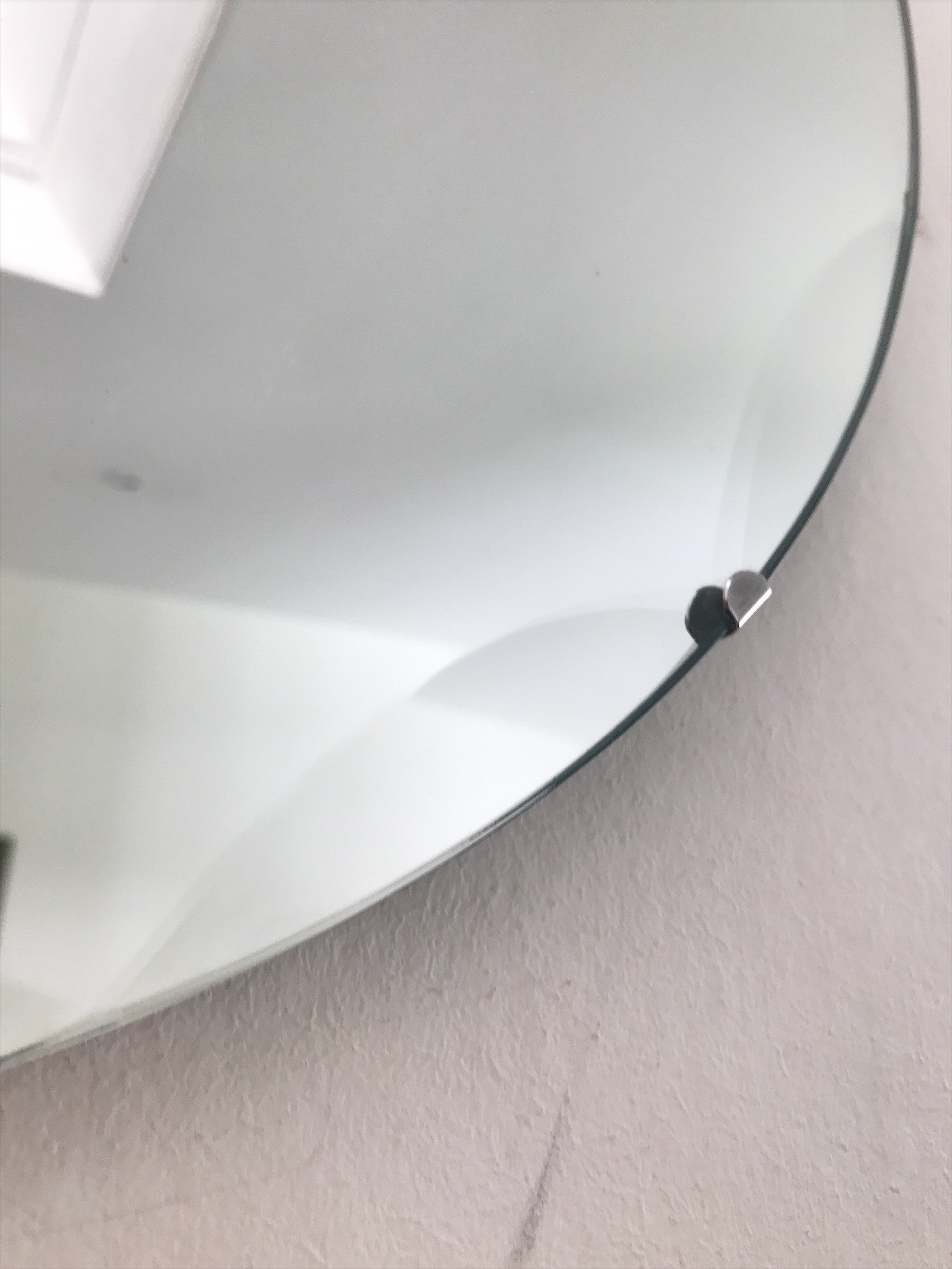 Scalloped Round  Art Deco Mirror with Long Chain