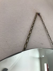 Scalloped Round  Art Deco Mirror with Long Chain