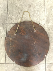 Scalloped Round  Art Deco Mirror with Long Chain
