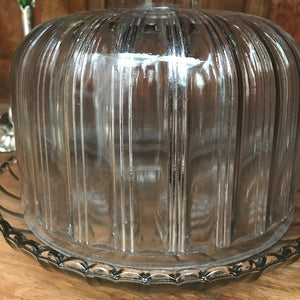 Large French Vintage Glass Dome/Cloche with Plate
