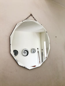Large Art Deco Frameless Scalloped Mirror