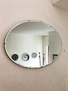 Large Oval Frameless Art Deco Mirror