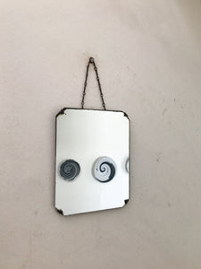 Teeny Vintage Art Deco Frameless Wall Mirror