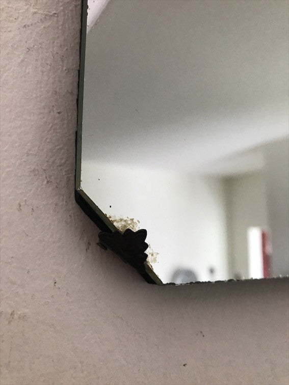 Teeny Vintage Art Deco Frameless Wall Mirror