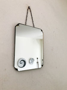 Teeny Vintage Art Deco Frameless Wall Mirror