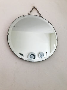 Small Art Deco Oval Frameless Wall Mirror