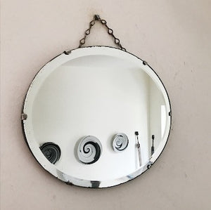 Small Art Deco Oval Frameless Wall Mirror