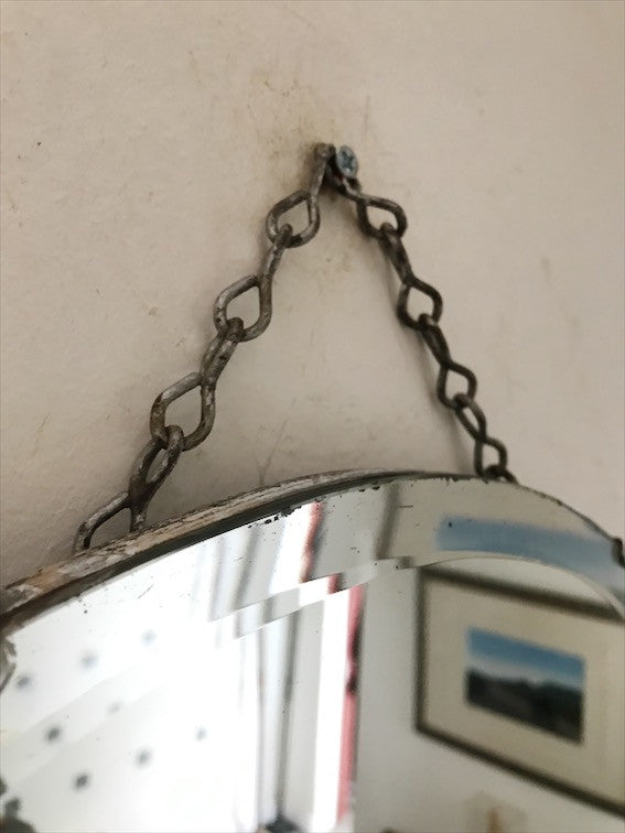 Small Art Deco Oval Frameless Wall Mirror