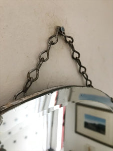 Small Art Deco Oval Frameless Wall Mirror