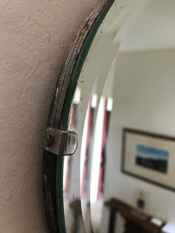 Small Art Deco Oval Frameless Wall Mirror