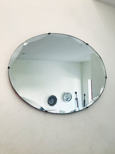 Art Deco Oval Frameless Mirror with bevelled edges