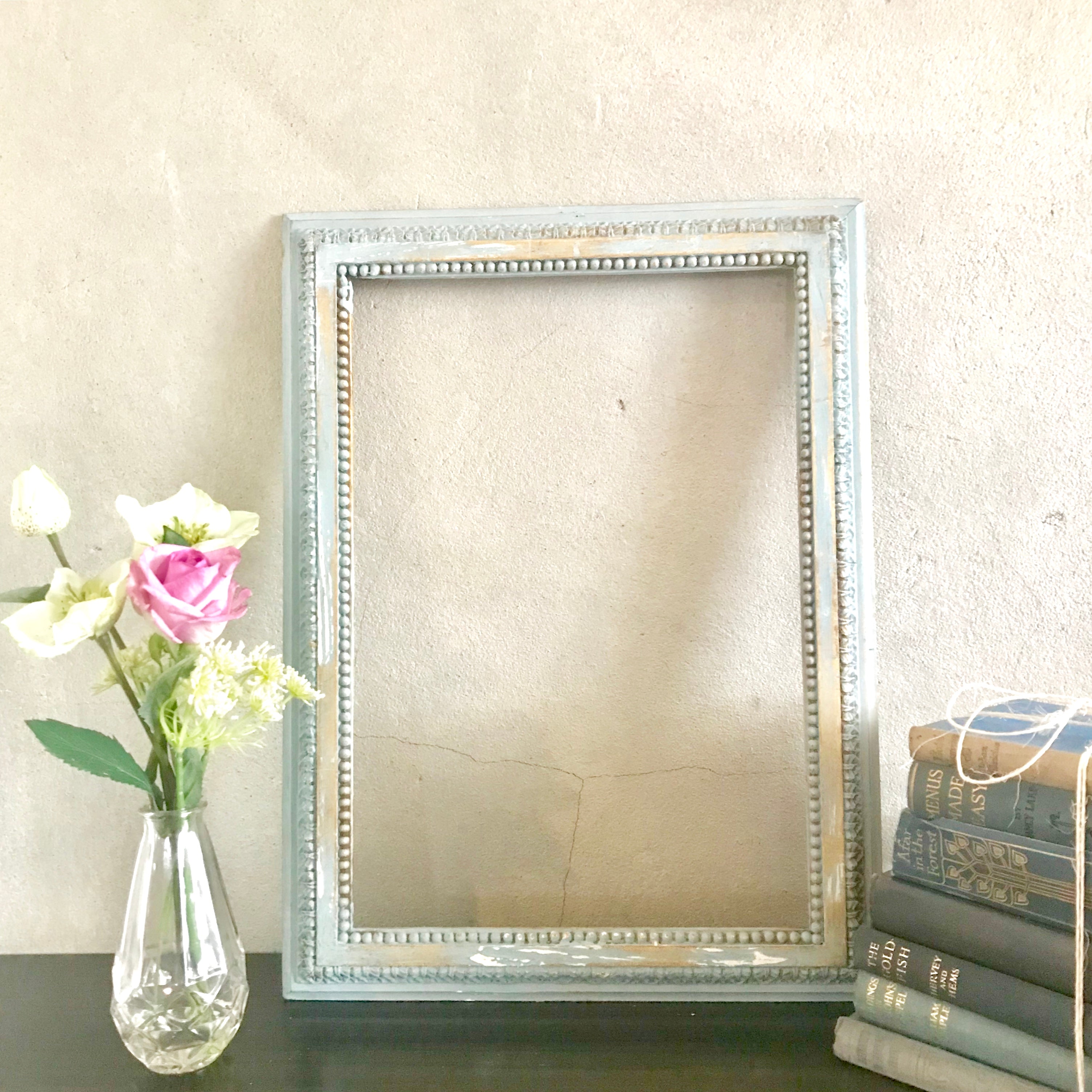 Blue Vintage Wood Frame with Decorative Detail