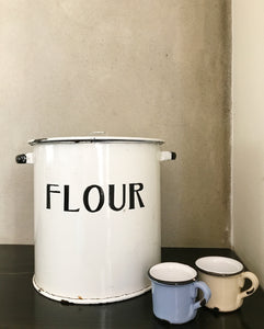 Vintage Enamel Flour Tin
