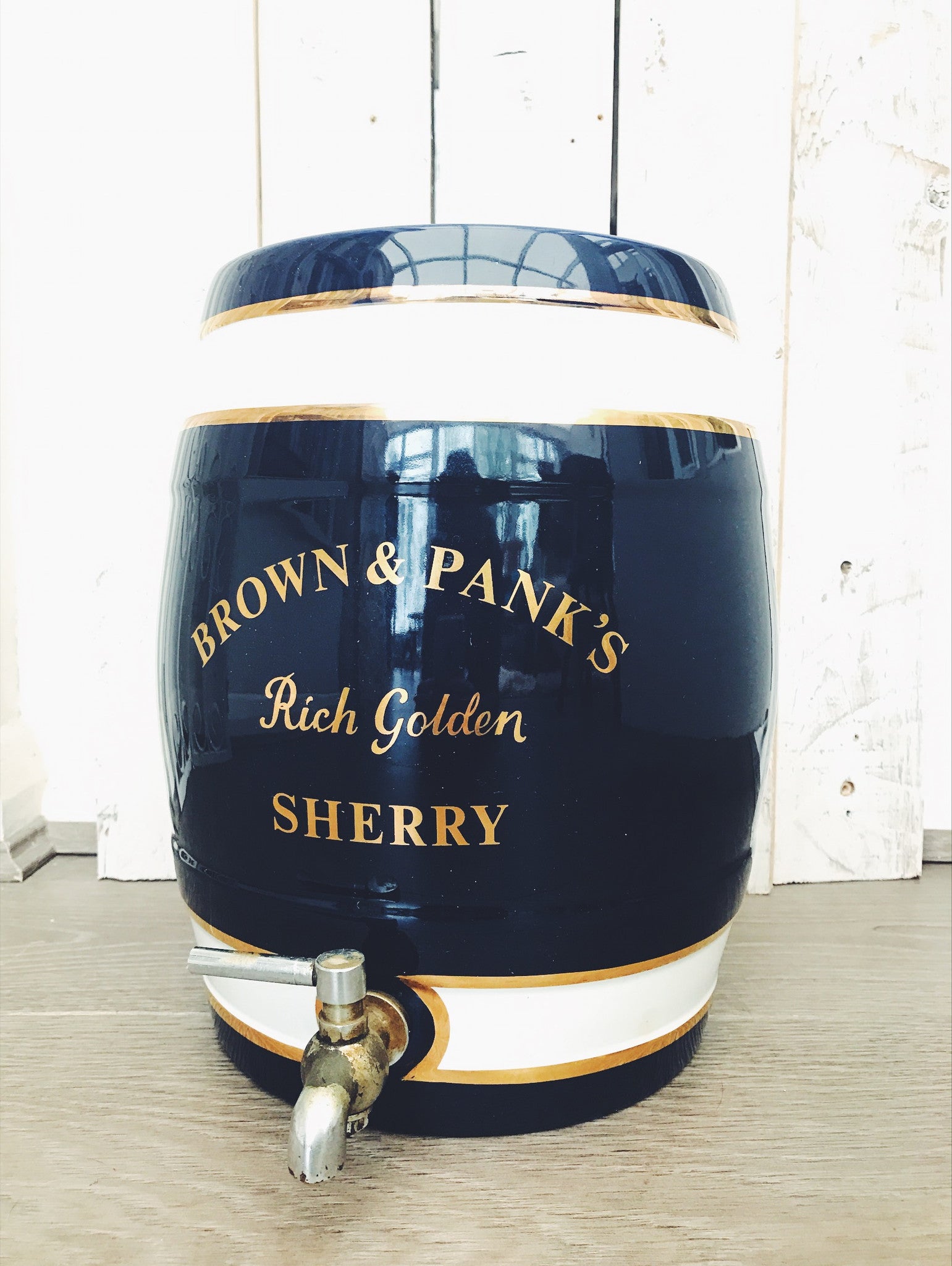 Brown and Panks Ceramic Sherry Barrel in blue
