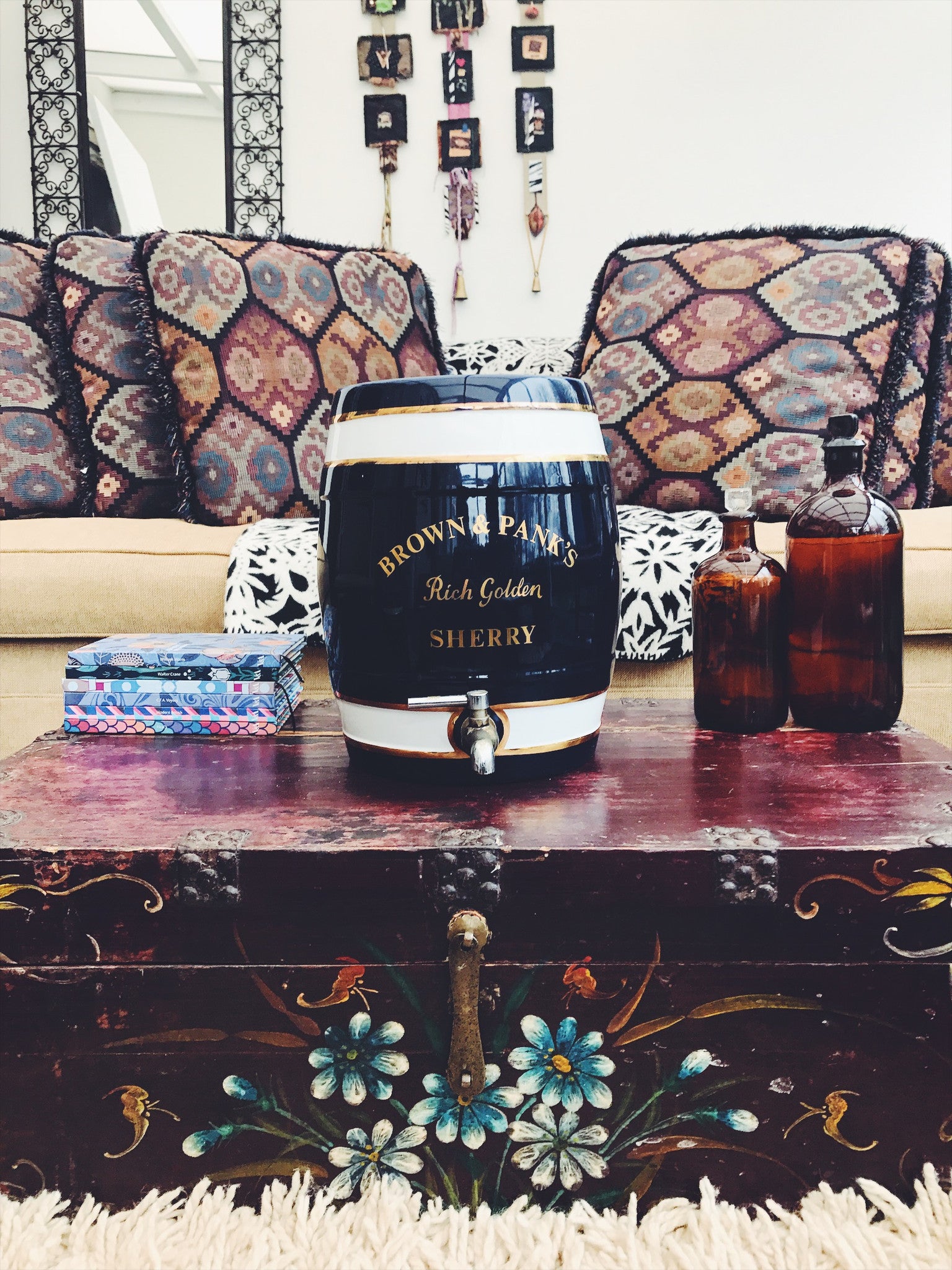 Brown and Panks Ceramic Sherry Barrel in blue